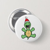 Glückliches Schildkröte-Weihnachten Button (Vorne & Hinten)