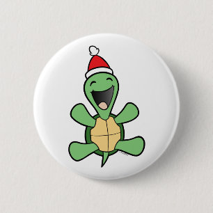 Glückliches Schildkröte-Weihnachten Button