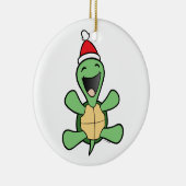 Glückliches Schildkröte-Weihnachten Keramikornament (Rechts)
