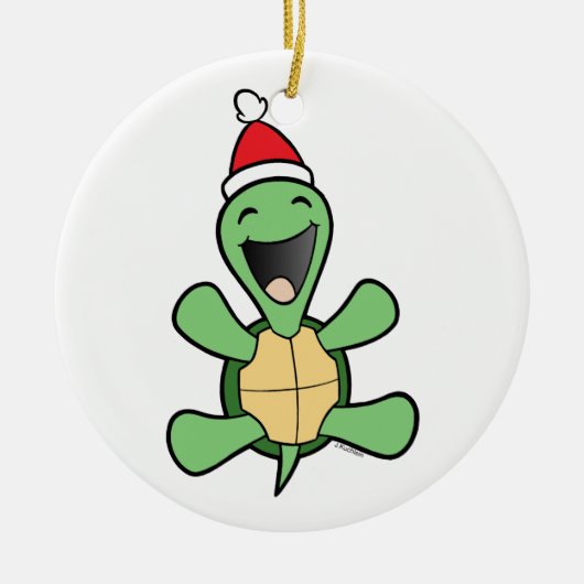 Glückliches Schildkröte-Weihnachten Keramikornament (Vorne)