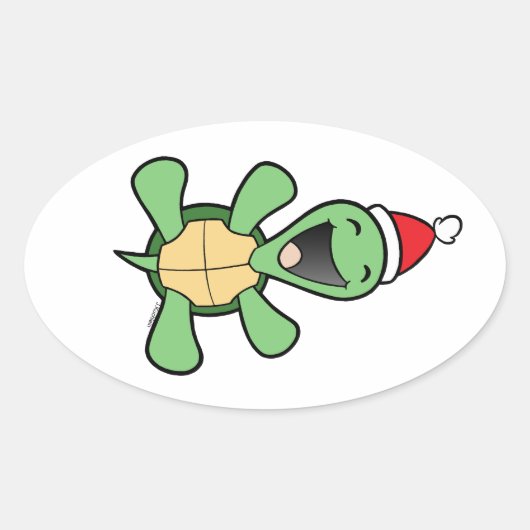 Glückliches Schildkröte-Weihnachten Ovaler Aufkleber (Vorderseite)