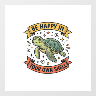 Glückliches-Schildkröten-Zitat Vintage-Stich-Desig Fensteraufkleber