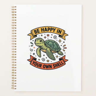 Glückliches-Schildkröten-Zitat Vintage-Stich-Desig Planer