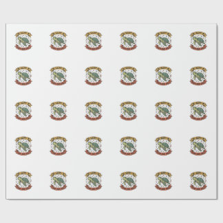 Glückliches Schildkröten-Zitat Vintage-Stichdesign Geschenkpapier