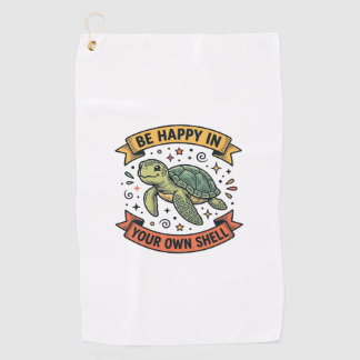 Glückliches Schildkröten-Zitat Vintage-Stichdesign Golfhandtuch