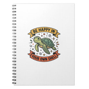 Glückliches Schildkröten-Zitat Vintage-Stichdesign Notizblock