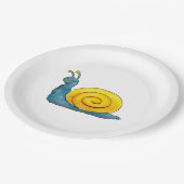 Glückliches Schnecke | entzückendes Tier Pappteller (Schrägansicht)