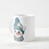 Glückliches Schneemann-Gesicht Name Weihnachts-Sch Kaffeetasse (Vorderseite Links)