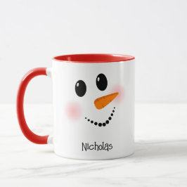 Glückliches Schneemann-Gesicht Rot Benutzerdefinie Tasse