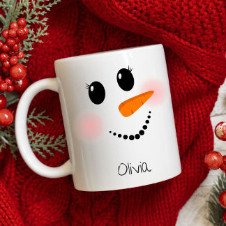 Glückliches Schneemann-Gesicht Wimpern Rosa Person Zweifarbige Tasse