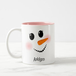 Glückliches Schneemann-Gesicht Wimpern Rosa Person Zweifarbige Tasse