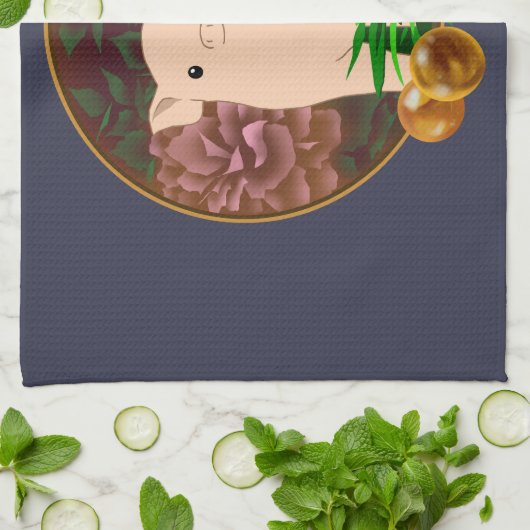 Glückliches Schwein Geschirrtuch (Gefaltet)