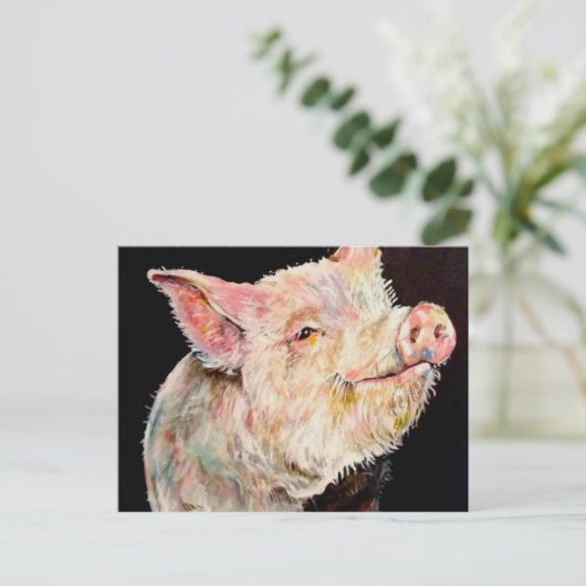 Glückliches Schwein. Postkarte (Stehend Vorderseite)