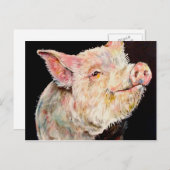 Glückliches Schwein. Postkarte (Vorne/Hinten)