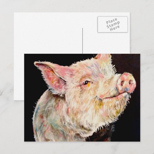 Glückliches Schwein. Postkarte (Vorne/Hinten)