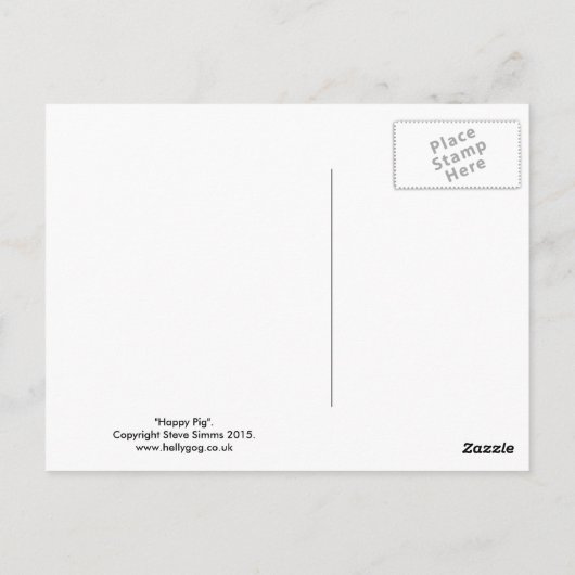 Glückliches Schwein. Postkarte (Rückseite)