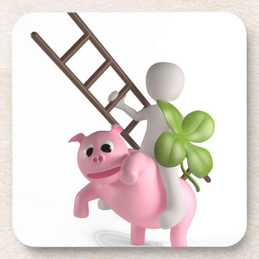 glückliches Schwein Untersetzer (Vorderseite)