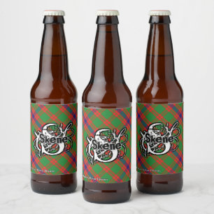 Glückliches Scotsman-Clan Skene Tartan-Monogramm Bierflaschenetikett