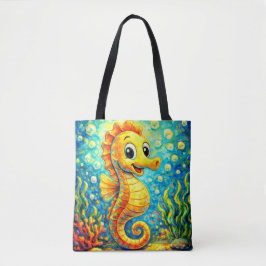 Glückliches Seepferdchen Unterwasser Kunst - Kinde Tasche