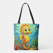 Glückliches Seepferdchen Unterwasser Kunst - Kinde Tasche (Rückseite)