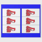 Glückliches Sevens im roten weißen und blauen Geschenkpapier (Flach)