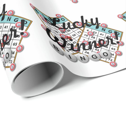 Glückliches Sieger-Bingo-Thema Geschenkpapier (Rolleneckpunkt)