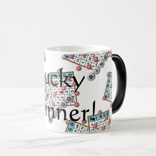 Glückliches Sieger-Bingo-Thema Verwandlungstasse (VorderseiteRechts)