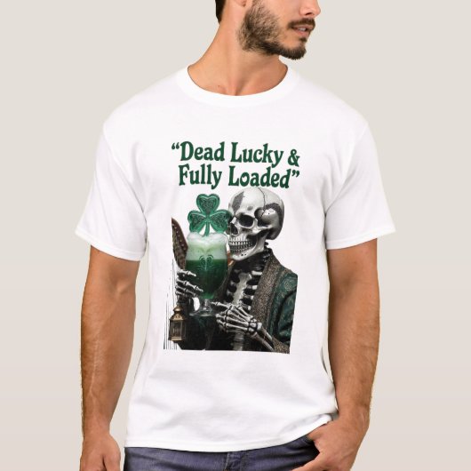 Glückliches Skelett Stout T-Shirt | Tot Glücklich (Vorderseite)