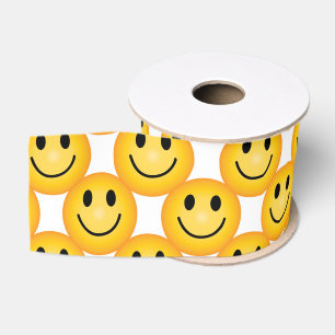 Glückliches Smiley-Gesicht-Emoji-bedrucktes Band Ripsband