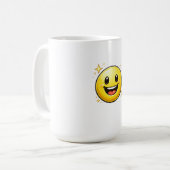 Glückliches Smiley-Gesicht mit Funkeln Kaffeetasse (Vorderseite Links)