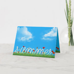 glückliches Sommerseildesign mit Pappchen Karte