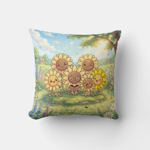 Glückliches Sonnenblumen-Garten-Kissen Kissen