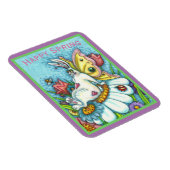 GLÜCKLICHES SPRING FLUTTERBUN RABBIT, FUNNY BUNNY MAGNET (Rechte Seite)