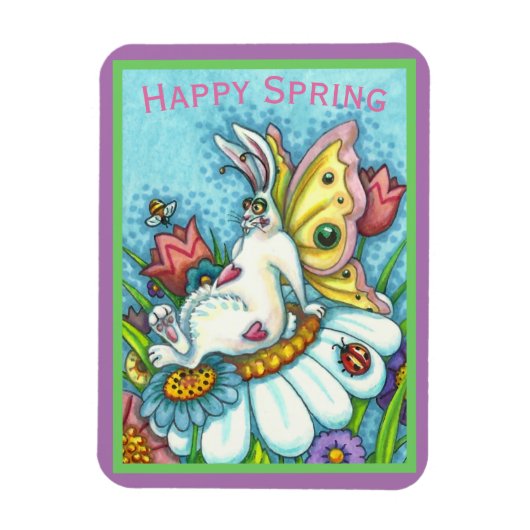 GLÜCKLICHES SPRING FLUTTERBUN RABBIT, FUNNY BUNNY MAGNET (Vertikal)