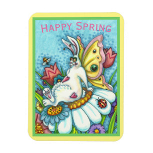 GLÜCKLICHES SPRING FLUTTERBUN RABBIT, FUNNY BUNNY  MAGNET