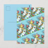GLÜCKLICHES SPRING FLUTTERBUN RABBIT, FUNNY BUNNY  POSTKARTE (Vorne/Hinten)