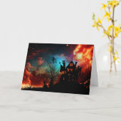 Glückliches Spuk Haus und Hexe Halloweens Karte (Gelbe Blume)