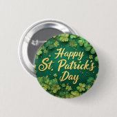 Glückliches St. Patrick’s Day Kleeblatt-Design Button (Vorne & Hinten)