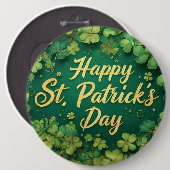 Glückliches St. Patrick’s Day Kleeblatt-Design Button (Vorne & Hinten)