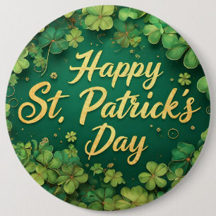 Glückliches St. Patrick’s Day Kleeblatt-Design Button