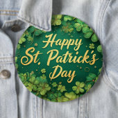 Glückliches St. Patrick’s Day Kleeblatt-Design Button (Beispiel)