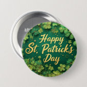 Glückliches St. Patrick’s Day Kleeblatt-Design Button (Vorne & Hinten)