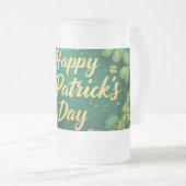 Glückliches St. Patrick’s Day Kleeblatt-Design Mattglas Bierglas (VorderseiteRechts)