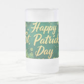 Glückliches St. Patrick’s Day Kleeblatt-Design Mattglas Bierglas (Mittel)