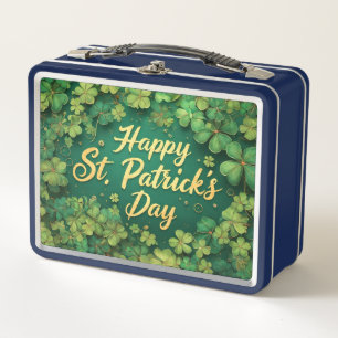 Glückliches St. Patrick’s Day Kleeblatt-Design Metall Brotdose