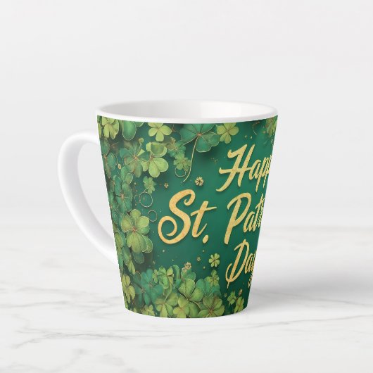 Glückliches St. Patrick’s Day Kleeblatt-Design Milchtasse (Linke Ecke)