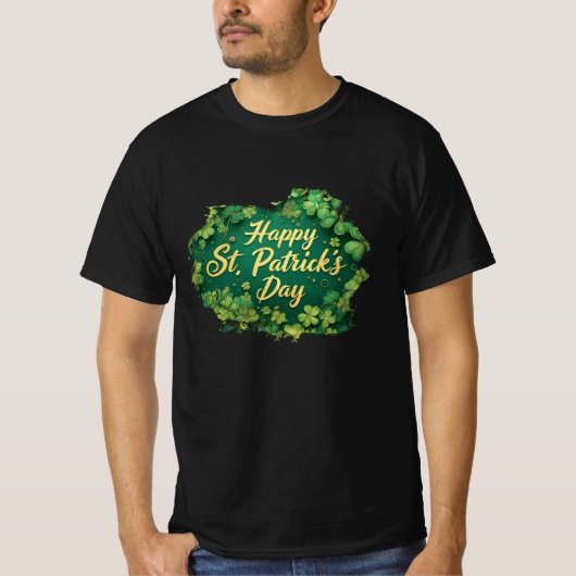 Glückliches St. Patrick’s Day Kleeblatt-Design T-Shirt (Vorderseite)