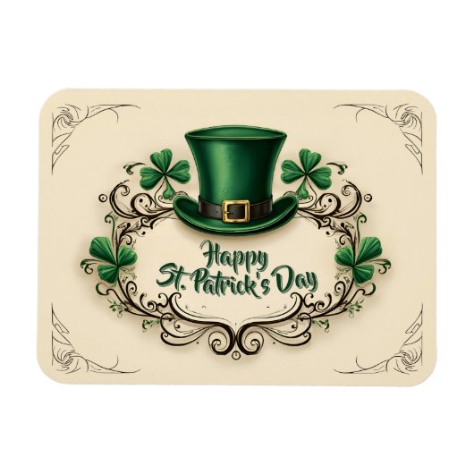Glückliches St. Patrick’s Day Shamrock-Design Magnet (Horizontal)