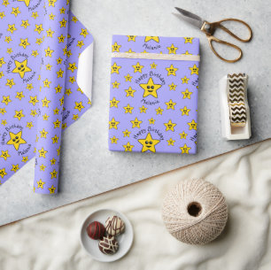 Glückliches Stern-Geburtstags-Packpapier Geschenkpapier