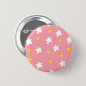 Glückliches Stern-Rosa Button (Vorne & Hinten)